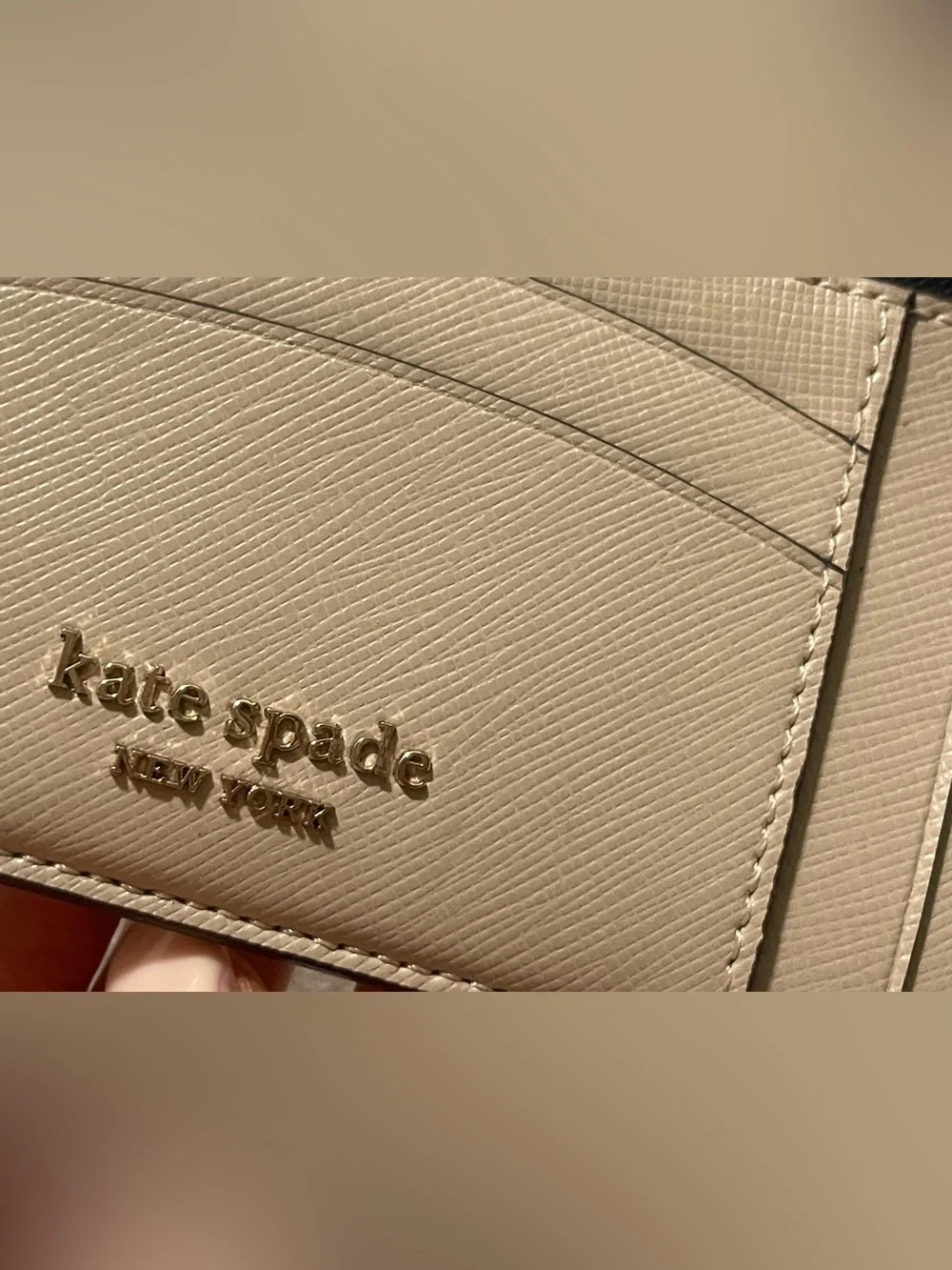 kate spade Two-Tone Tan and Black ID Card Holder with Key Ring